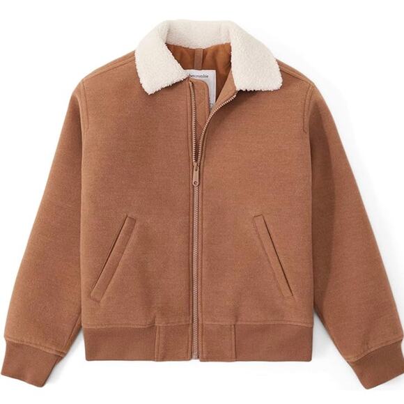 Abercrombie Kids Faux Shearling Collared Bomber Jacket – Size 7/8 - Picture 1 of 5